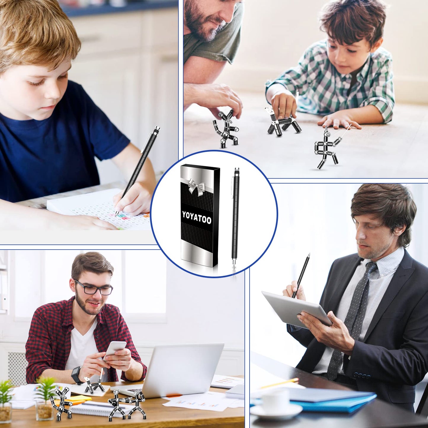 Fidget Gel Pen Teens Boys Gift Ideas - Graduation Gift for Him for High School & College Graduates, Cool Birthday Gifts for Son Grandson Nephew, Back to School Stocking Stuffer Valentine Gifts, Black
