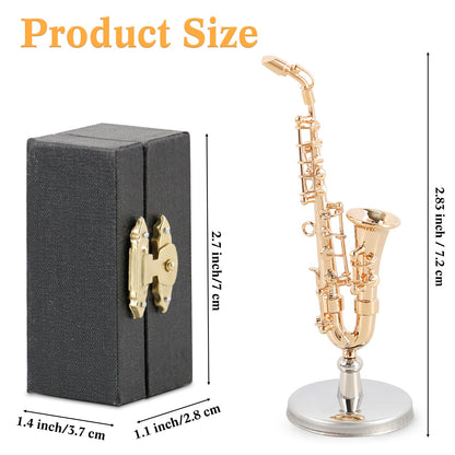 EASTROCK Mini Saxophone - 2.6" Gold-Plated Alto, Black Leather Case - Saxophone Gift