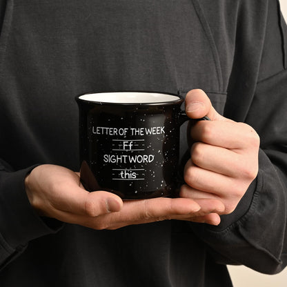 Cabtnca Teacher Appreciation Gifts for Women Men, Funny Sight Word Coffee Mug 15 Oz, Male Teacher Appreciation Gift Birthday White Elephant Christmas Gift for Teacher, Black