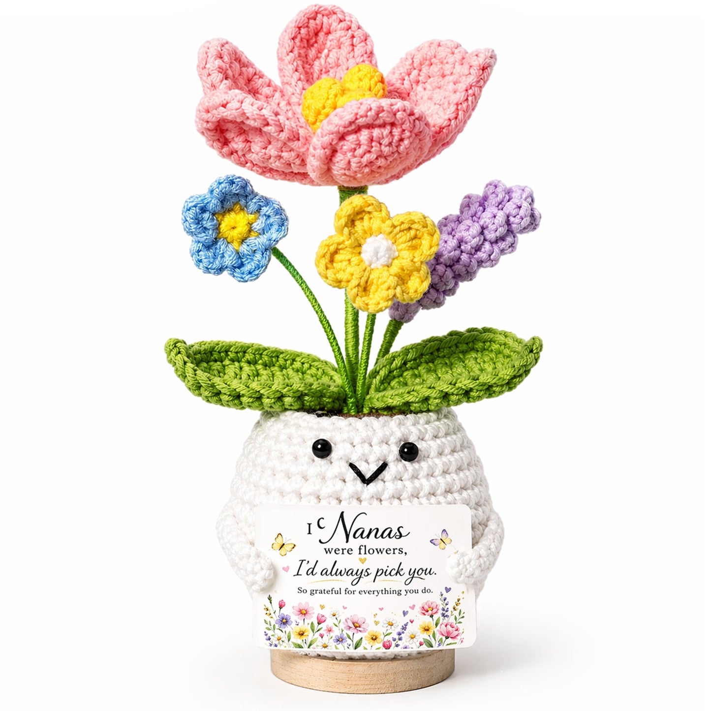 MHSMHL Nana Gifts, Crochet Tulip Flower Gift for Nana, Mothers Day Birthday Gifts for Nana from Granddaughter Grandson, Cute Appreciation Gift for Nana Grandma
