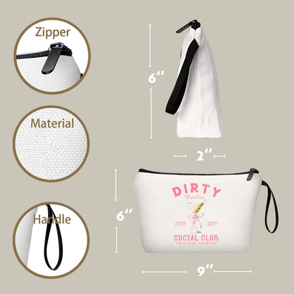Dirty Martini Gift Cocktail Funny Unique Birthday Drink Accessories for Women Female Coworker Friend Sister Bartender Mixologist Alcohol Lover Makeup Cosmetic Bag