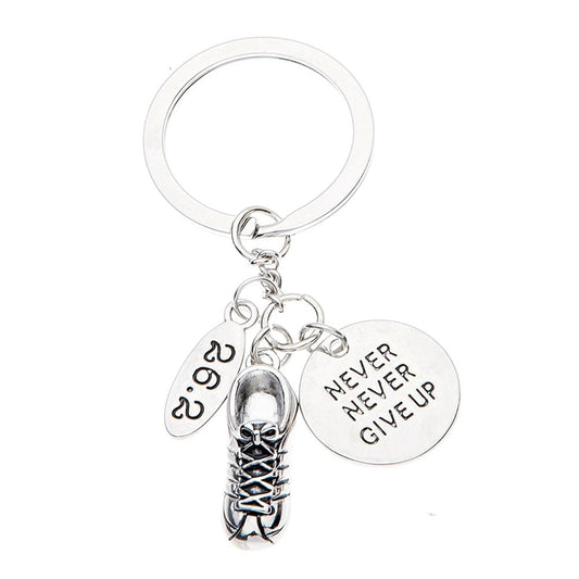 Infinity Collection Marathon Gifts - Never Give Up Runner Keychain, Running Jewelry, Marathon Jewelry, 26.2 Keychain