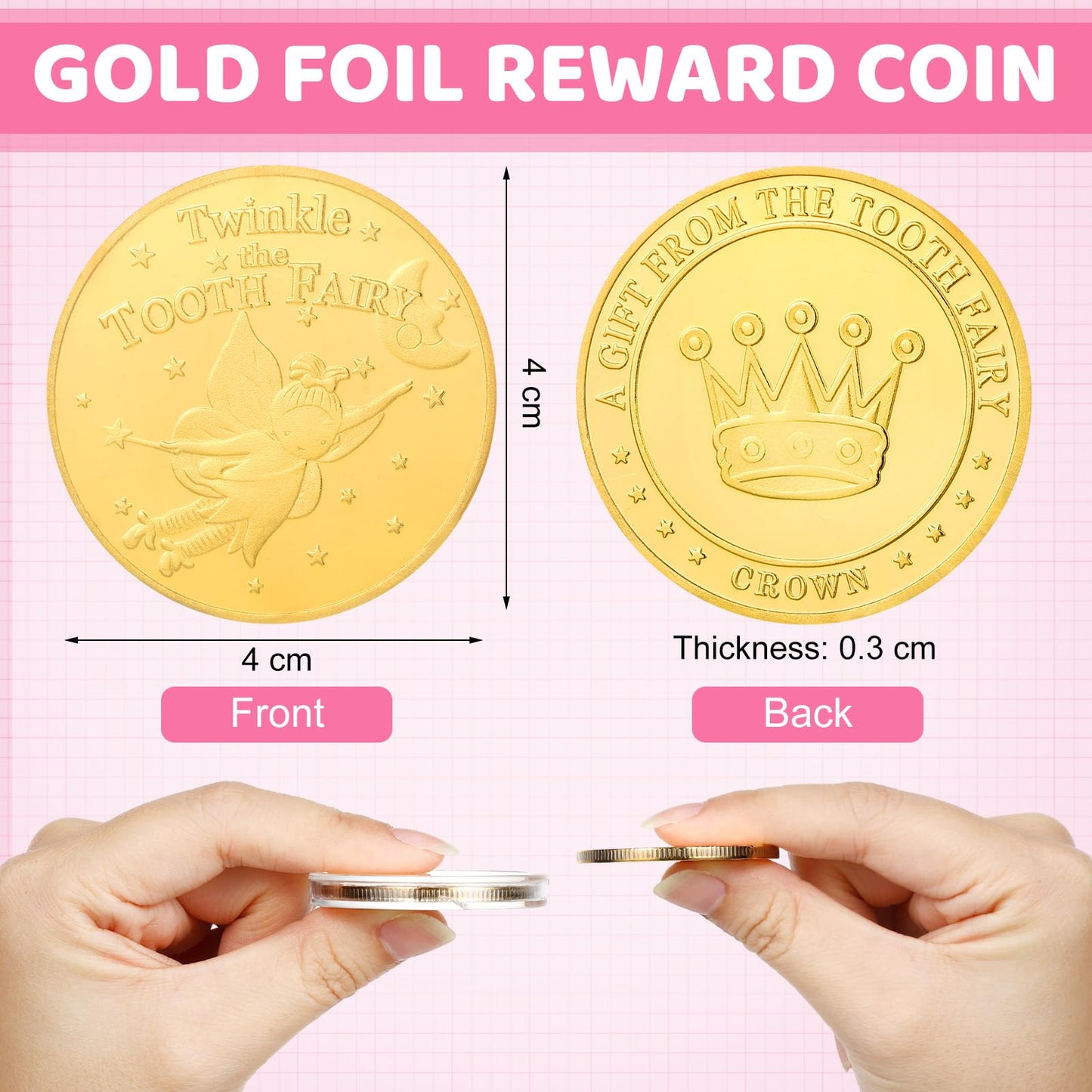 Equsion 3 Pcs Tooth Fairy Gifts for Girls and Boys Tooth Fairy Box Coin Unicorn Bag with Gold Foil Reward Coins Wood Baby Keepsake Box for Lost Teeth Kids Birthday Gift(Pink)