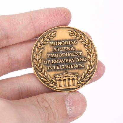 Athena Coin - Symbol of Greek Wisdom and Courage,with Acrylic Display Case, or Decorative Piece（Single Coin