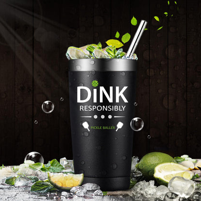 Fufandi Pickleball Gifts for Men Women - Pickle Ball Dink Responsibly - Christmas, Birthday Gifts for Pickleball Lovers Player Coach - Tumbler Cup 20oz