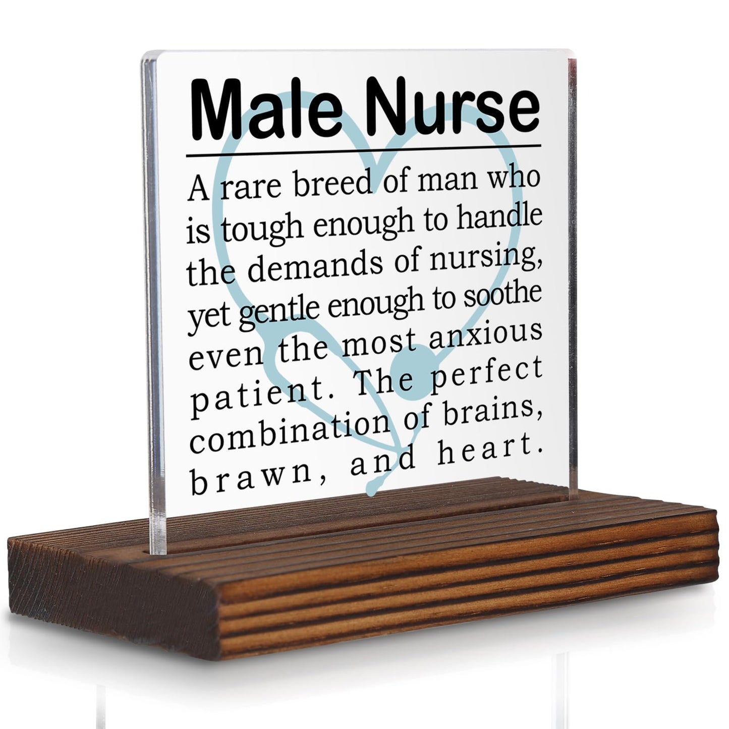 Male Nurse Gifts, Appreciation Desk Sign for Men in Nursing, Inspirational Recognition Plaque for Compassionate and Strong Healthcare Professionals PA044