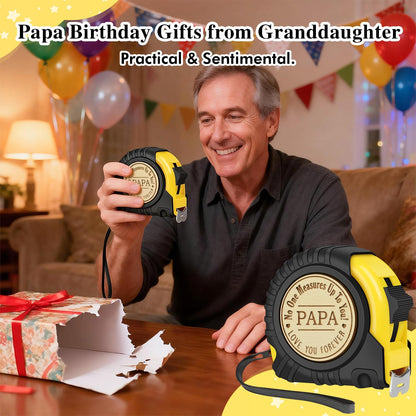 Papa Gifts for Grandpa, Papa Fathers Day Gift Ideas, Best Papa Gifts from Grandchild, Christmas Birthday Gifts for papa, Tool Gifts Carpenter Gifts for Grandpa, Engraved Tape Measure 25FT