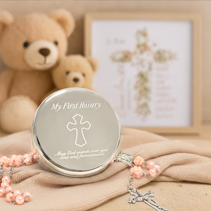 Baptism Gifts for Girl - My First Rosary with Silver-Plated Keepsake Box, Catholic Christening Gift Set, Pink Rosary for Kids, Baptism, First Communion & Baby Dedication Gifts for Girls from Godparent