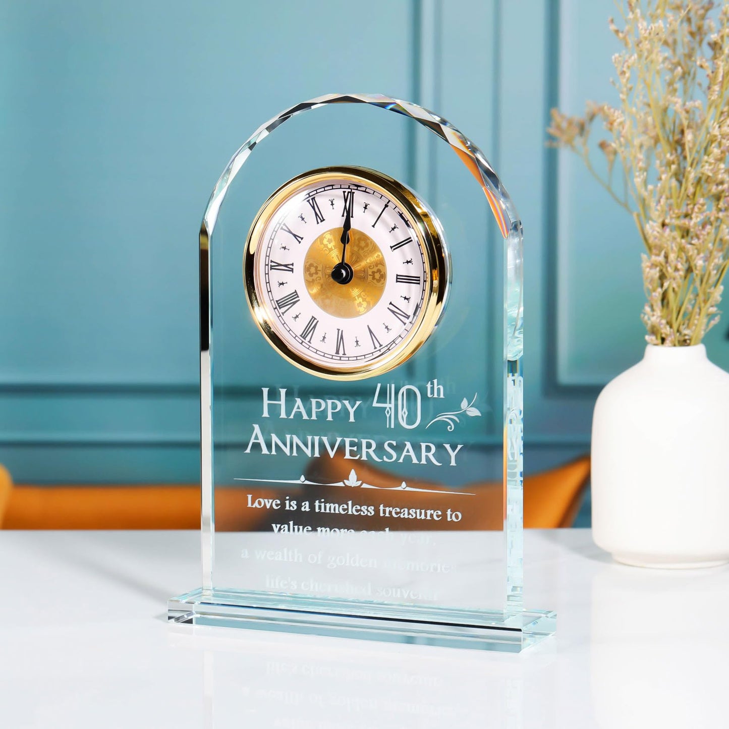 YWHL 40th Wedding Anniversary Clock Gifts for Husband Wife, Happy 40th Anniversary Clock for Parents, 40 Year Anniversary Surprise Gifts for Couple (Battery not Included)