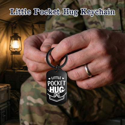 Military Pocket Hug Keychain for Soldier, Deployment Gift for Husband Son Boyfriend, Boot Camp Graduation Gift