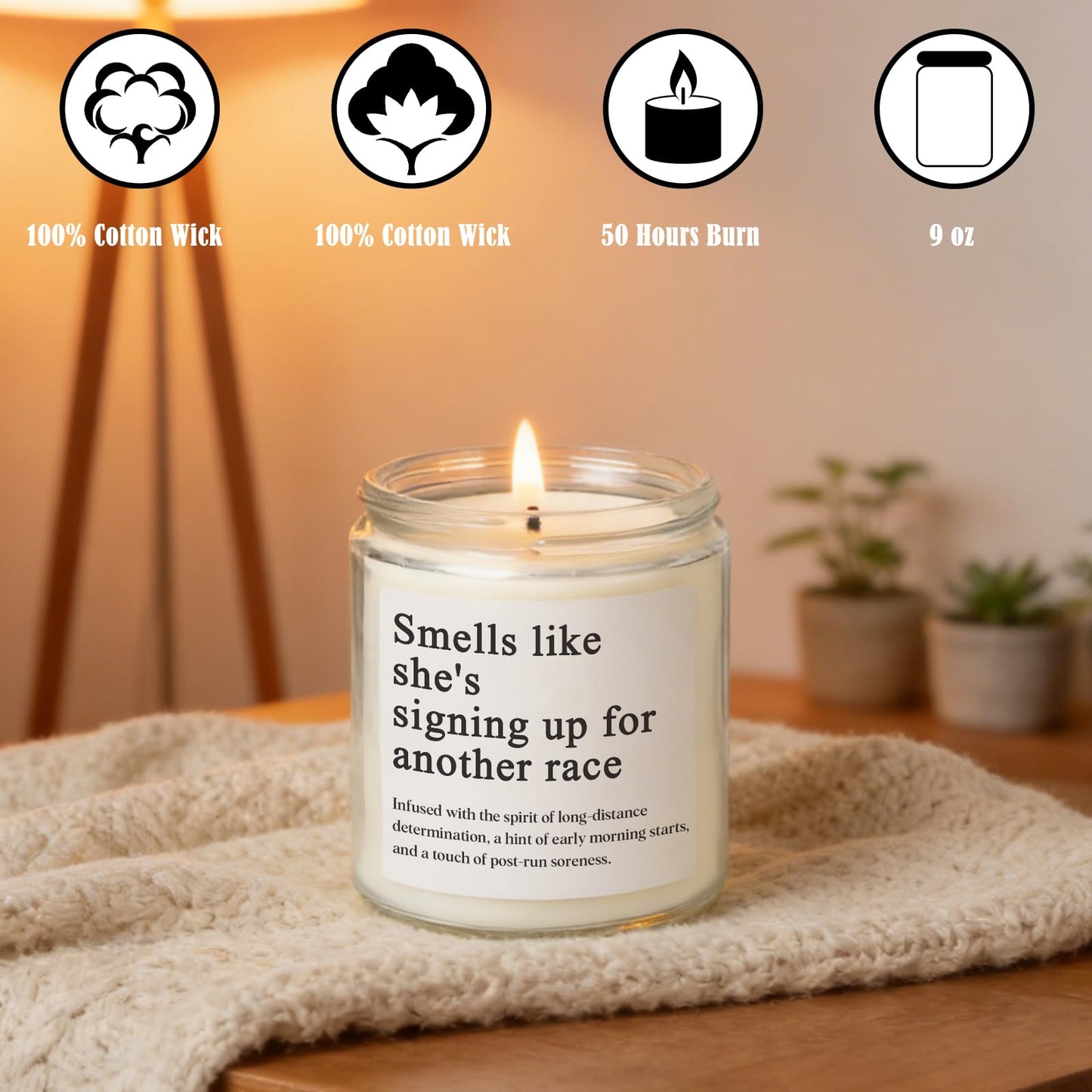 Gifts for Runners, Cross Country Running Gifts for Women, Men, Track and Field, Half Marathon Essentials, Funny Marathon Scented Candle, Christmas, Birthday, Running Gift for Marathon Runner