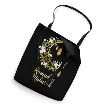 Ramadan Mubarak Floral Crescent Moon Lanterns Muslim Tote Bag