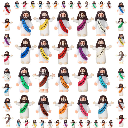 100 Pcs Little Jesus Figures, Mini Jesus Figurines in Bulk, Small Jesus Loves You Figures, Miniature Baby Jesus Resin to Hide, Pocket Gifts