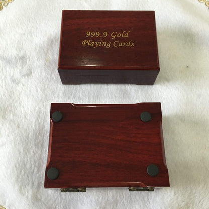 Luxury 24K Gold Foil Poker Playing Cards Deck of Cards with Wooden Gift Box, Premium Waterproof Poker Cards for Party and Card Decks Game, Standard Size