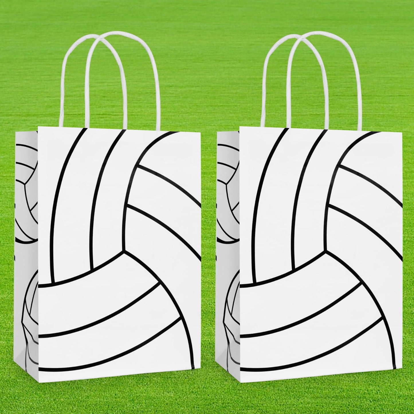 Hxezoc 12 Pieces Volleyball Gift Bags with Handle, Paper Treat Candy Bag Sport Favor Bags for Volleyball Theme Birthday Party Decoration Supplies