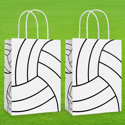 Hxezoc 12 Pieces Volleyball Gift Bags with Handle, Paper Treat Candy Bag Sport Favor Bags for Volleyball Theme Birthday Party Decoration Supplies
