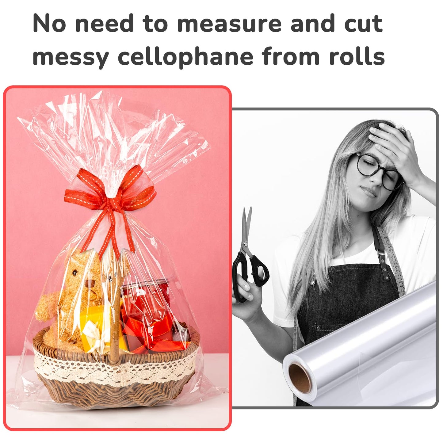 CUDICY 20pcs Cellophane Bags 18x30 Cellophane Wrap for Gift Baskets Large Clear Party Favors Clear Treat Plastic Gift Bags Packaging for Cookie