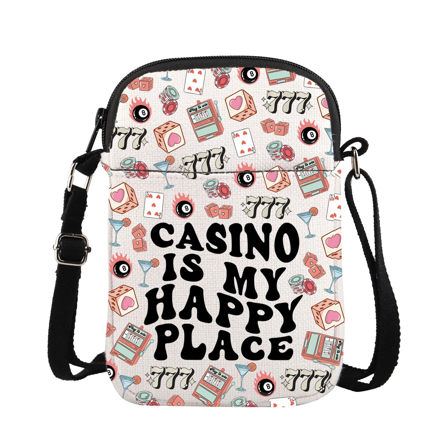 ENSIANTH Casino Player Crossbody Bag Casino Gambler Gift Poker Player Messenger Bag Gambling Lover-777 Slot Machine Gift