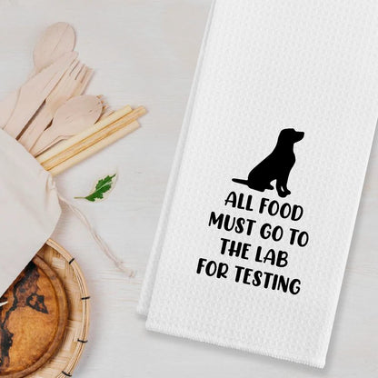 EIONEY All Food Must Go to The Lab for Testing Kitchen Towels,Dish Cloth Flour Sack Hand Towel for Farmhouse Kitchen Decor,24 X 16 Inches Cotton Dish Towels Dishcloths,Labrador Lovers Gifts