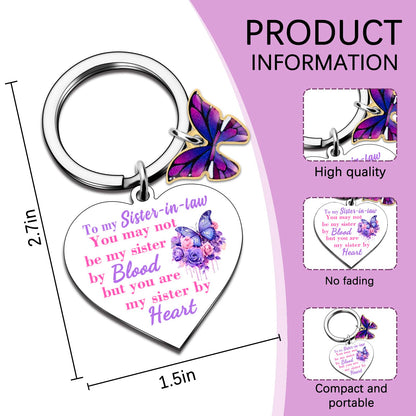 Sister In Law Gifts Mothers Day Wedding Gift Butterfly Purple Gifts For Women Keychain Sister In Law Birthday Gift Mothers Day Christmas