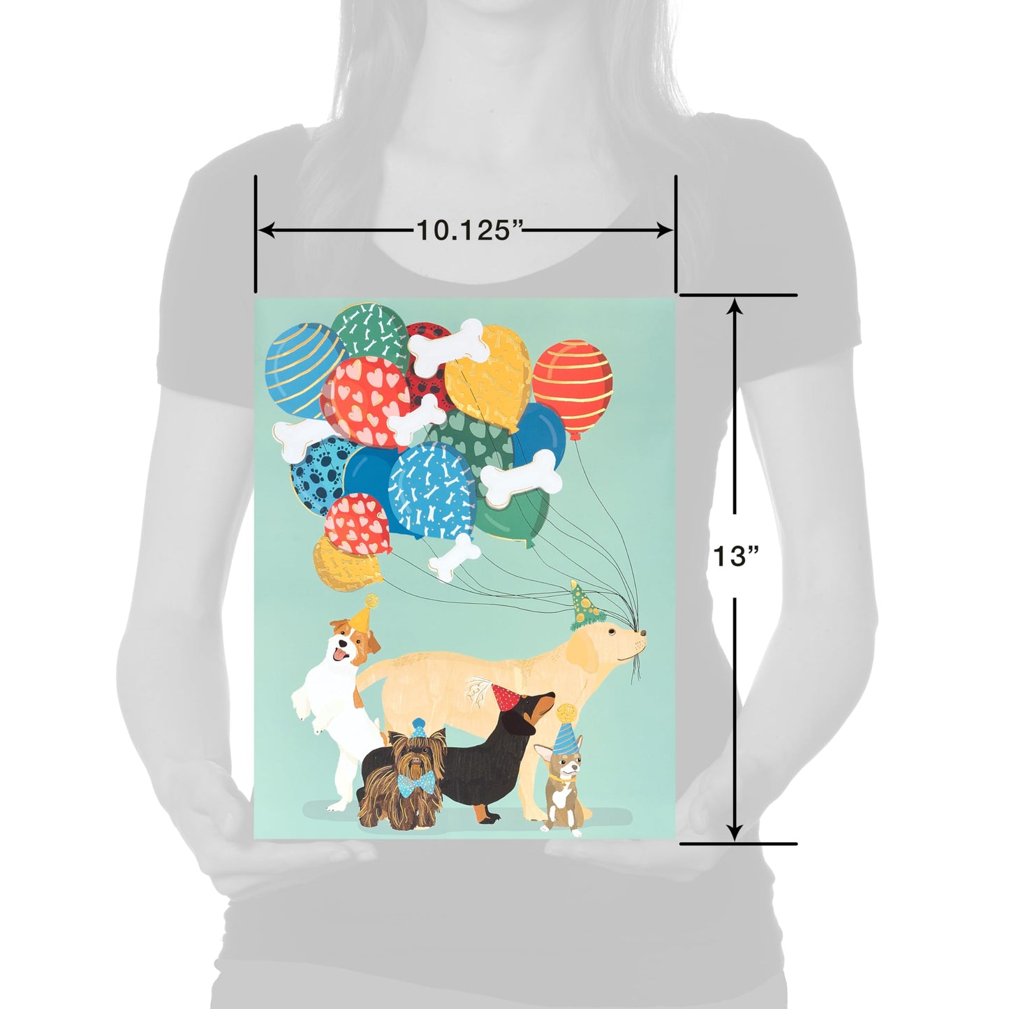 Papyrus 13" Large Gift Bag (Dogs with Balloons) for Birthdays and All Occasions (1 Bag)