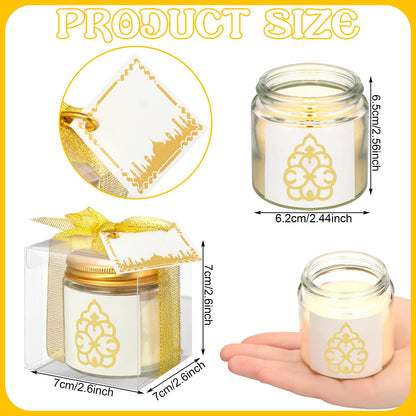 Hoolerry 12 Pcs Eid Mubarak Candles Gifts Bulk Eid Al Adha Party Favors for Women Mubarak Scented Soy Candles Lavender Mini Muslim Islamic Gifts Thank You Glass Jar Islamic Festival Party Favors