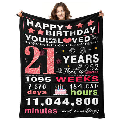 21st Birthday Gifts for Her - Gifts for 21 Year Old Female - 21 Birthday Decorations for Her - Twenty-one YR Bday Gift for Women Female Daughter Niece Sister Girlfriend Ideas Blanket 50"x60"