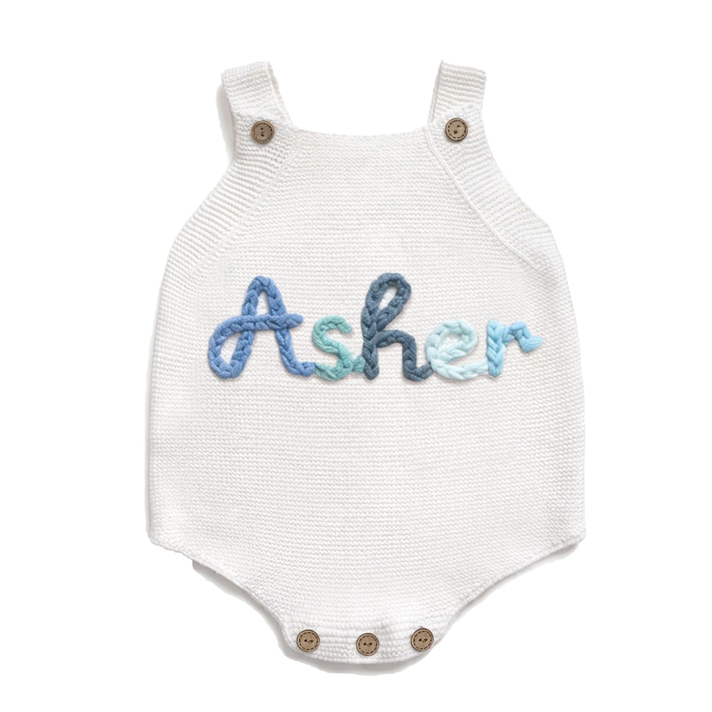 Custom Onesie for Babies,Hand Embroidered Name and Monogram Baby Onesie Bodysuit,Knitted White Onesie Romper with Name,Personalized Baby Gifts for Boy Girl
