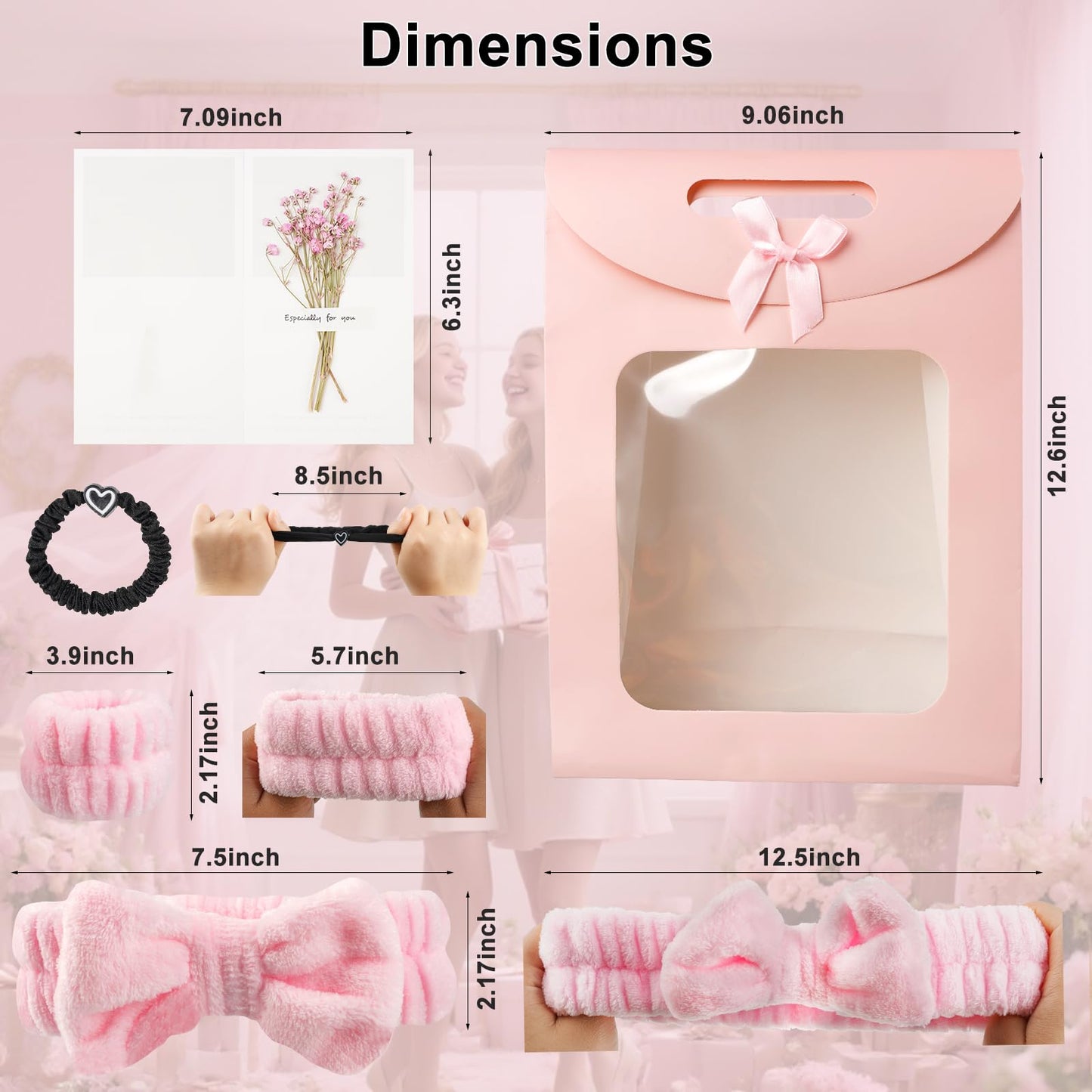 22 PCS Spa Gift Set for Women, Cosmetic Bag with Headband & Wristband | Makeup Organizer, Jewelry Bags, Hair Ties & Card | Best Friends, Birthday, Christmas, Thanksgiving & White Elephant Gifts