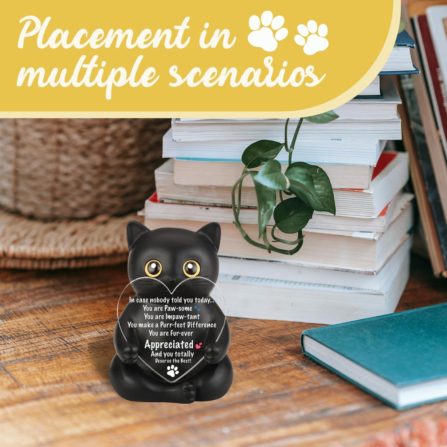 FOUGSTA Appreciation Gift for Cat Lovers, Encouraging Gift for Cat Lovers, Uplifting Present for Women, Motivational Decor for Office, Affirmation Kitty Figurine, XXS22