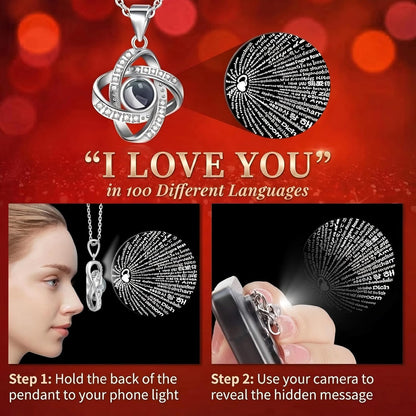 Preserved Red Real Rose with I Love You in 100 Languages Necklace,Eternal Flowers Gifts for Women Wife Girlfriend Mom Grandma on Birthday Anniversary Valentines Mothers Day Christmas,Red Rose