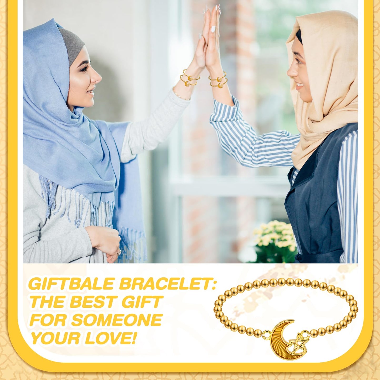 Huquary Eid Mubarak Adjustable Bracelet Gift Bulk Muslim Islamic Ramadan Eid al Fitr Bracelet Islam Tasbih Allah Party Favors