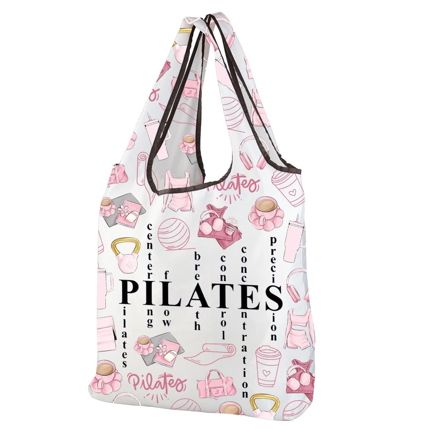 CMNIM Pilates Tote Bag Pilates Gifts for Women Yoga Lover Gift Pilates Instructor Gifts Funny Pilates Reusable Grocery Bag