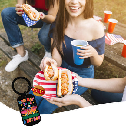Hot Dog Gifts Funny Hot Dogs Keychain Bag Charm for Women Men Gag Gift 4th Of July Accessories for Children Adult Student Keychain