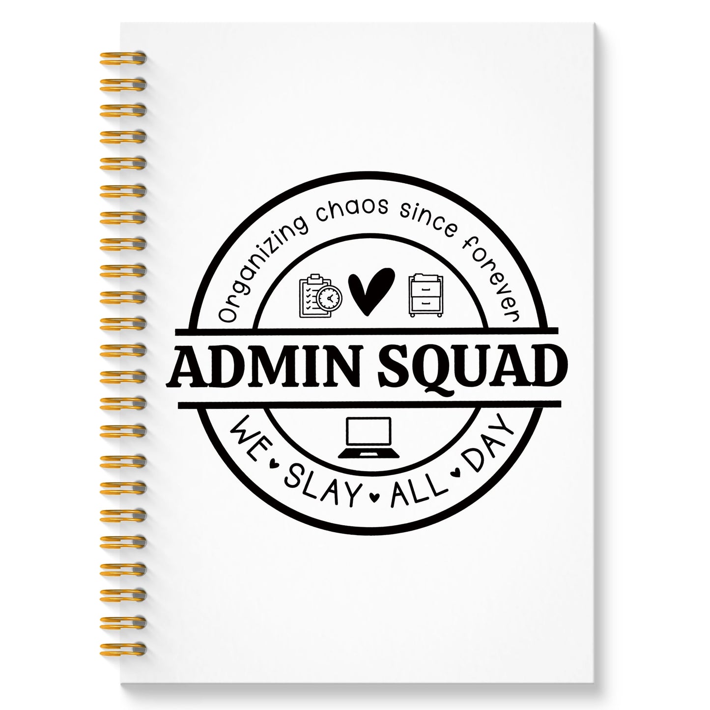 Admin Squad Office Glitter Spiral Notebook, Administrative Assistant Gifts Journal, School Administrator Staff Hardcover Notebook Journal for Writing Note Taking, 5.5x8.3 Inch