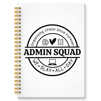 Admin Squad Office Glitter Spiral Notebook, Administrative Assistant Gifts Journal, School Administrator Staff Hardcover Notebook Journal for Writing Note Taking, 5.5x8.3 Inch