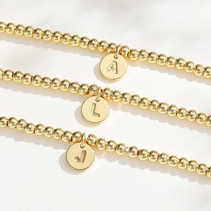 Turandoss Initial Bracelets for Women - Dainty 14K Gold Plated Letter A-Z Charm Disc Bracelet for Women Trendy Jewelry Gifts