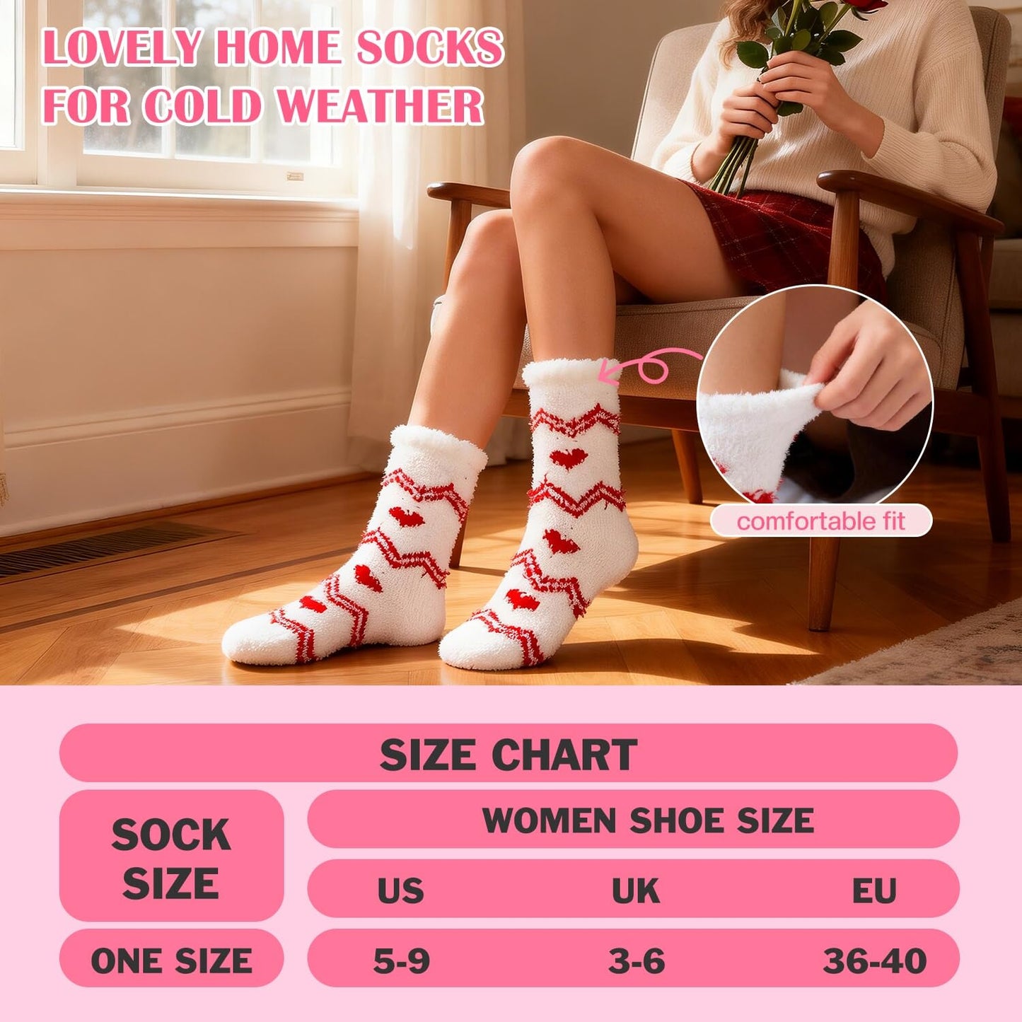 Ithmahco Mothers Day Fuzzy Slipper Socks Gifts for Women Mom, 5 Pairs Fluffy Socks & Gift Card for Sisters Friends Her