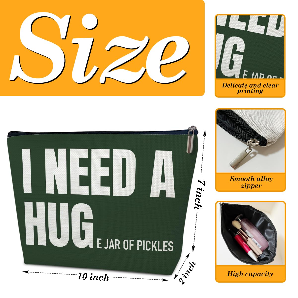Funny Pickle Gifts for Pickle Lovers, Cool Gifts for Best Friends Makeup Travel Toiletry Bag, Thank You Gifts for Women, Birthday Gift for Sister, Gifts for Teen,Bestie,Daughter, Niece, Bff