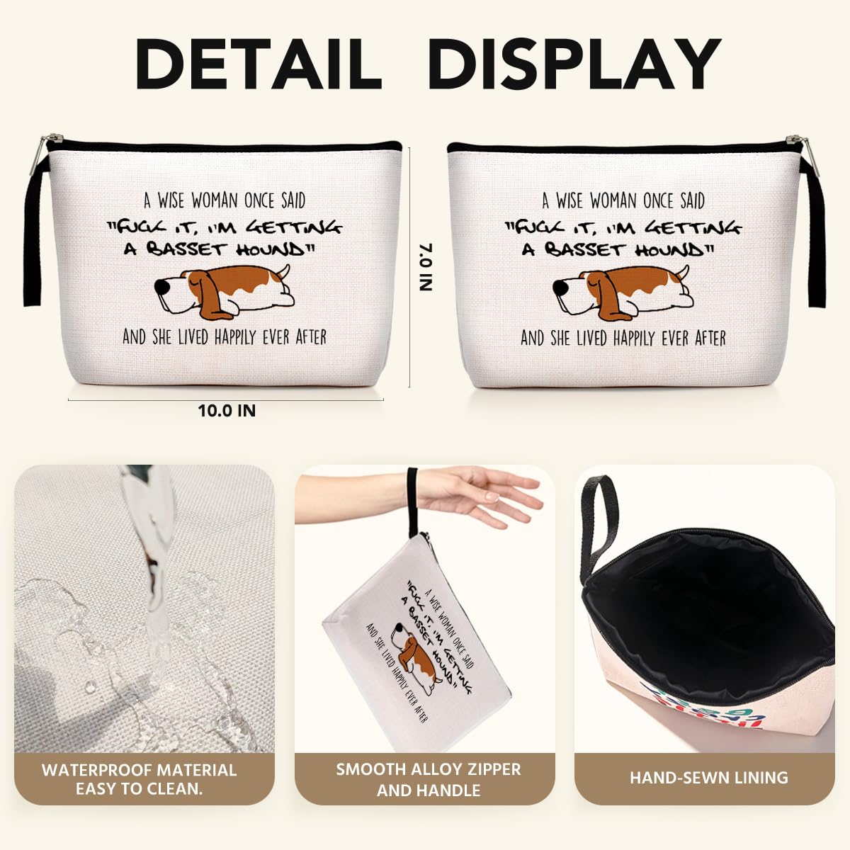 Hanamiya Na Basset Hound Gifts, Dog Gifts for Dog Lovers for Women, Funny Makeup Bag, Cosmetic Pouch, Travel Case Getting a Basset Hound