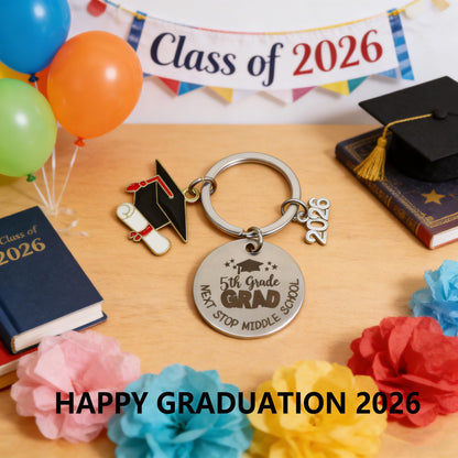 5TH Grade Graduation Gift, 5TH Grade Graduation Keychains, 5TH Grade Graduation Decorations Party Supplies Class of 2026, Last Day of Elementary School Grad Gifts for Girls Boys Party Favors