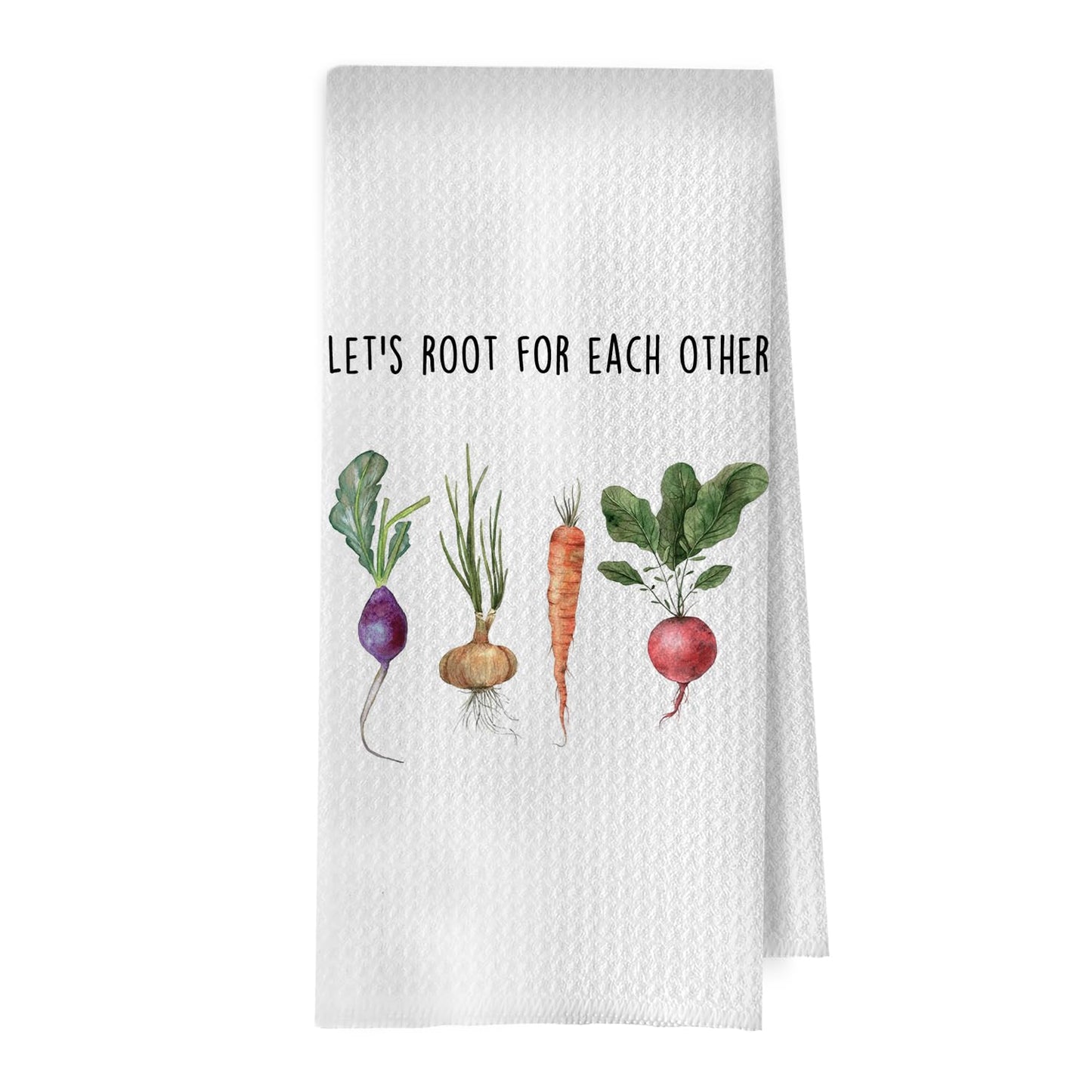 Inspirational Foodie Kitchen Towels - Funny Vegetarian Decorative Waffle Dish Towels, Gardening Gifts Hand Tea Towel, 16x24 Inches