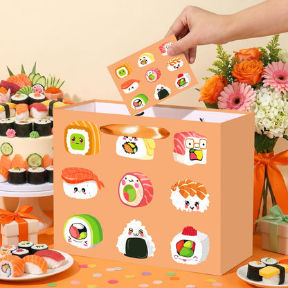 Sushi Gift Bag Japanese Sushi Birthday Wrapping Bag with Tissue Paper Greeting Card Kawaii Food Birthday Party Decor for Kids Girl Boy Baby Shower Graduation Wedding Japanese Festival Party