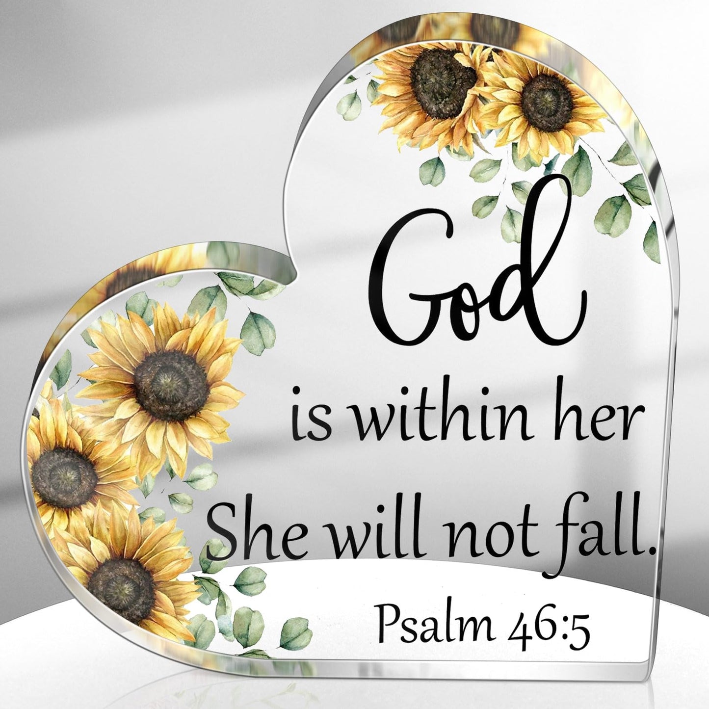 Gerrii Christian Gifts for Women Inspirational Religious Gifts Bible Verse Desk Decor Spiritual Acrylic Plaque Sign Gift for Mother's Day Birthday Mom Sister(Bright Sunflower,5.9x5.9x0.55 Inches)
