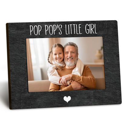 Pop Pop 4x6 Picture Frame, Grandpa Photo Frame, Granddaughter Picture Frame, Gifts for Pop Pop from Granddaughter Grandkids, Pop Pop’s Little Girl Picture Photo Frames for Desk Shelf Decor