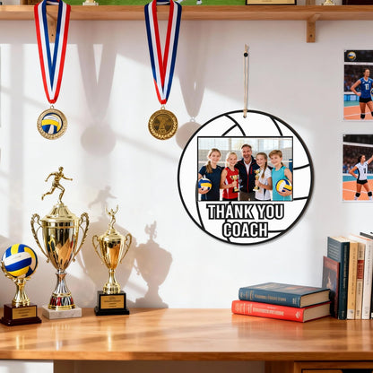 WATINC Coach Gift Picture Frame - 4pcs Sport Thanks Coach Wood Photo Frame with Signature Pen for Women Men Team Player, Home Office Sports Decorations Hanging Frame Wall Art Photo Album(Volleyball)