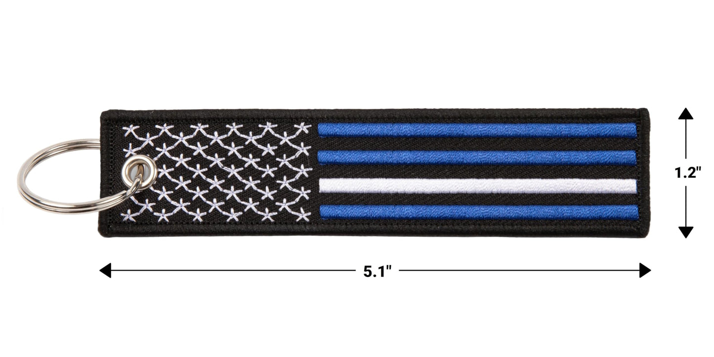 Great 1 Thin White Line American Flag Keychain Tag with Key Ring & Carabiner 2-Pack - EMT, EMS, Paramedic