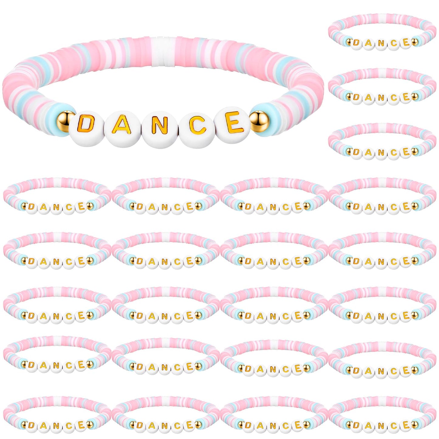 Blosssound 24 Pcs Dance Bracelets Bulk Dance Recital Gifts for Girls Friends Teachers Preppy Jewelry Bracelets for Dancer Party Favors Team Gift Colorful Dancer Ballerina Charm Jewelry