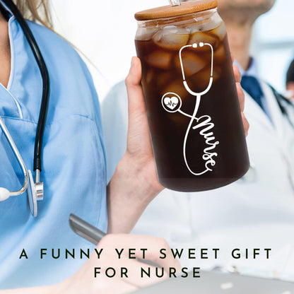 SUCHAGIFT Nurse Gifts for Women - Nurses Week Gifts - Gift for Nurses - Nurse Rn Practitioner Gift for Women - Retirement, Birthday, Graduation, Christmas Appreciation Nursing Ideas - 16 Oz Can Glass