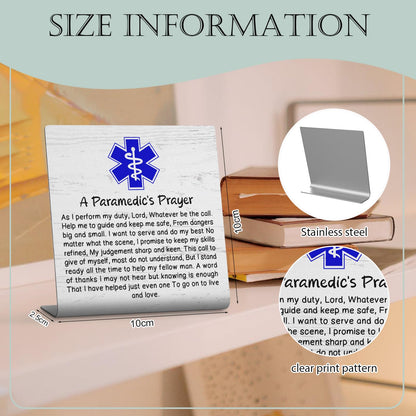 A Paramedic’s Prayer Desk Sign, EMT EMS Appreciation Gift with Blue Star of Life Emergency Responder Motivational Retirement Graduation Decorative Sign Gift TZ168